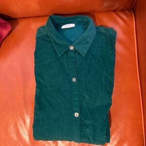 J.Jill Green Corduroy Button Down Cotton Long Sleeve Collared Shirt Size Large T